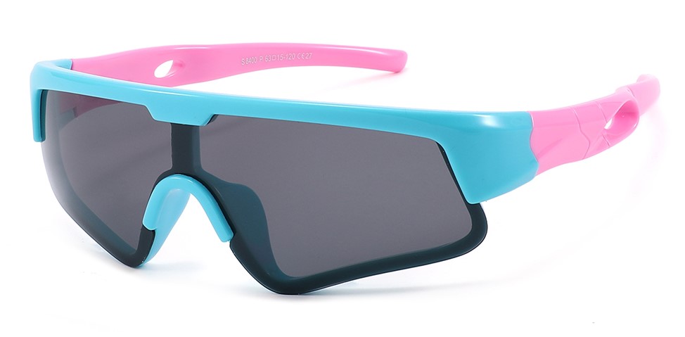 Liam Blue Pink Prescription Sports Goggles For Kids - Bendable Impact Resistant - Youth Soccer, Football, Basketball, Baseball Glasses