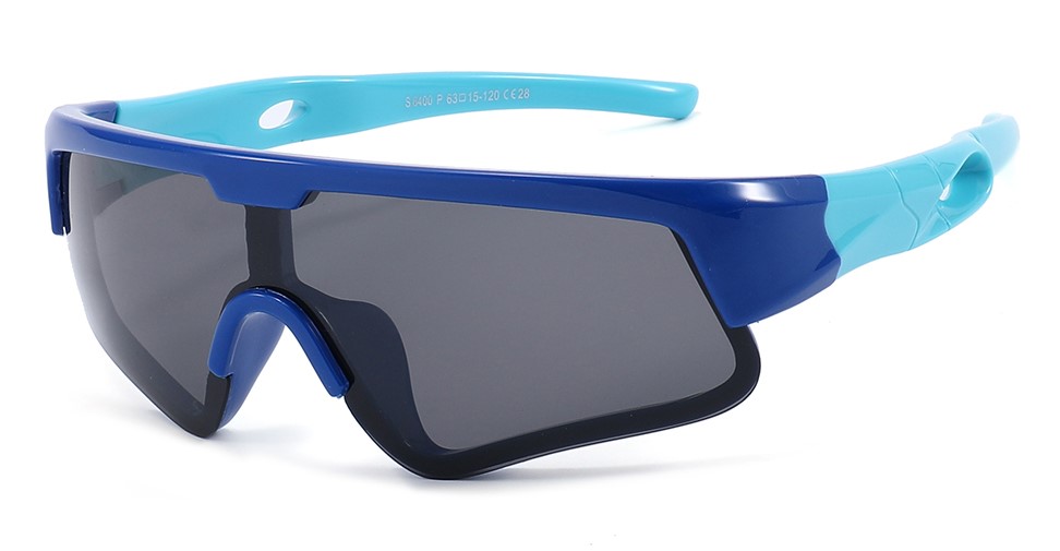 Liam Blue Prescription Sports Goggles For Kids - Bendable Impact Resistant - Youth Soccer, Football, Basketball, Baseball Glasses