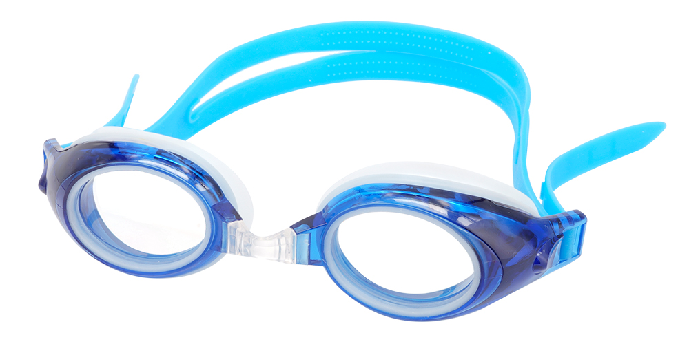 Pismo Prescription Swimming Goggle - Blue Swimming Glasses - Nose Clip, Ear Plugs and Watertight Case Included