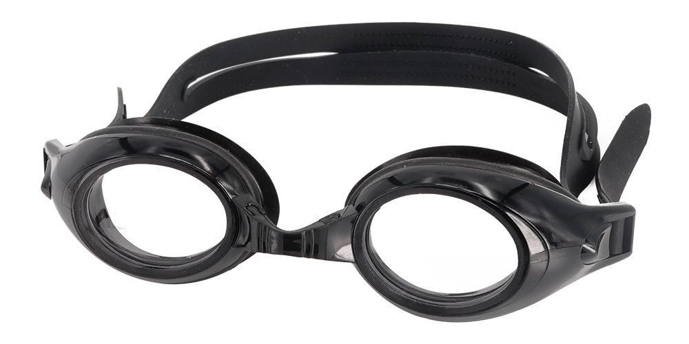 Pismo Prescription Swimming Goggle - Black Swimming Glasses - Nose Clip, Ear Plugs and Watertight Case Included