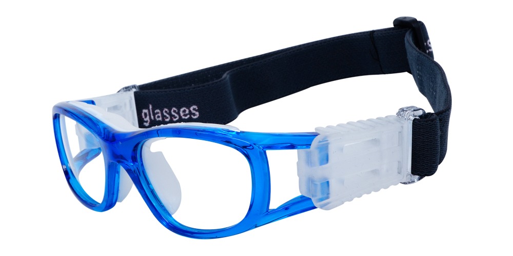 Elias Blue Prescription Sports Goggles For Kids - Soft Gel Padding - Soccer, Football, Basketball, Baseball
