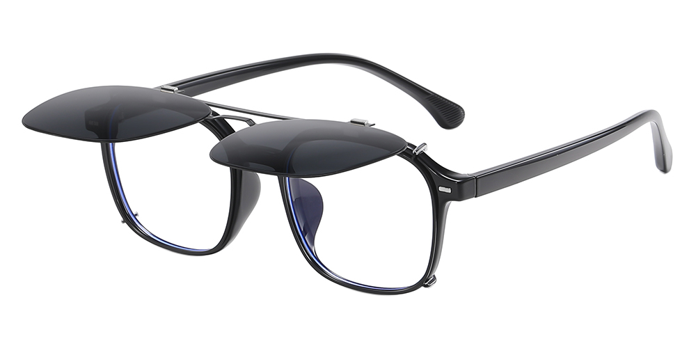 Geneva Prescription Eyeglasses - Polarized Clip On Sunglasses - Dual Detachable and Flip Up Design for Indoor Outdoor Use