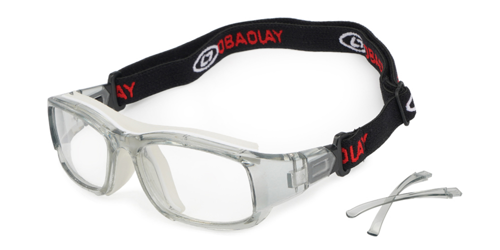 Alberta Clear Prescription Sports Goggles - Interchangeable temple arms and headband - Soccer, Basketball, Baseball