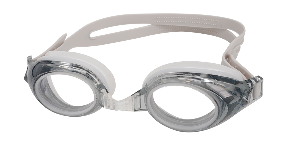 Benson Prescription Swimming Goggles Grey - Nose Clip, Ear Plugs and Watertight Case Included